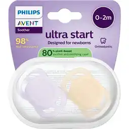 Etos Philips Avent Fopspeen Ultra Start 0-2 M Double Pack Day 2 pack - mixed - SCF075/15 aanbieding