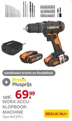 Praxis Worx accu- klopboormachine aanbieding