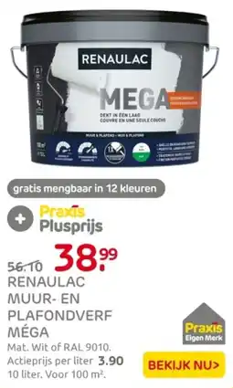 Praxis Renaulac muur en plafondverf méga aanbieding