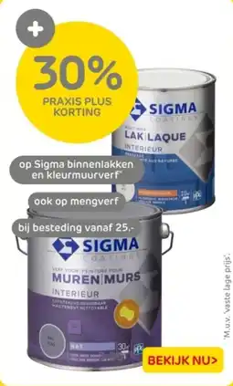 Praxis Op Sigma binnenlakken en kleurmuurverf aanbieding