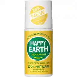 Etos Happy Earth 100% Natuurlijke Jasmine Ho Wood Deodorant Roller 75 ML aanbieding