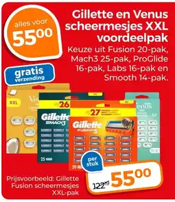 Trekpleister Gillette en Venus scheermesjes XXL voordeelpak aanbieding