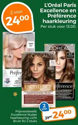 Trekpleister L'Oréal Paris Excellence en Préférence haarkleuring aanbieding
