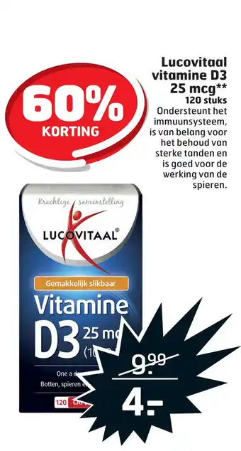 Trekpleister Lucovitaal vitamine D3 25 mcg** aanbieding