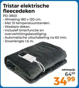 Trekpleister Tristar elektrische fleecedeken aanbieding