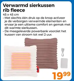 Trekpleister Verwarmd sierkussen rib fleece aanbieding