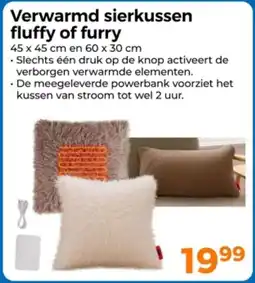 Trekpleister Verwarmd sierkussen fluffy of furry aanbieding