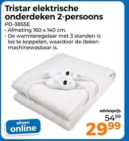 Trekpleister Tristar elektrische onderdeken 2-persoons aanbieding