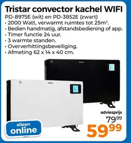 Trekpleister Tristar convector kachel WIFI aanbieding