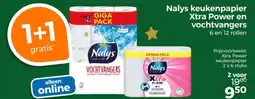 Trekpleister Nalys keukenpapier Xtra Power en vochtvangers aanbieding