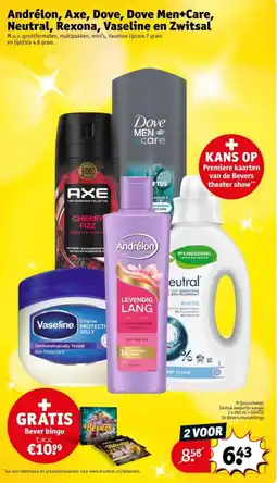 Kruidvat Andrélon, Axe, Dove, Dove Men+Care, Neutral, Rexona, Vaseline en Zwitsal aanbieding