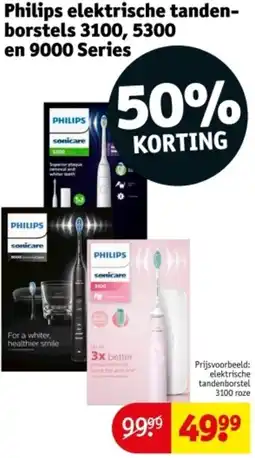 Kruidvat Philips elektrische tandenborstels 3100, 5300 en 9000 Series aanbieding