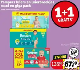Kruidvat Pampers luiers en luierbroekjes maxi en giga pack aanbieding
