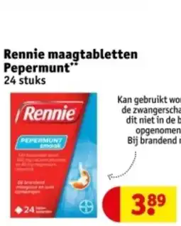 Kruidvat Rennie maagtabletten Pepermunt aanbieding