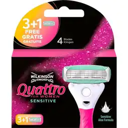 Etos Wilkinson Sword Quattro for Women Sensitive Navulmesjes 3+1 gratis aanbieding