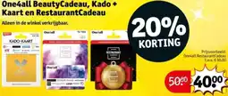 Kruidvat One4all BeautyCadeau, Kado + Kaart en RestaurantCadeau aanbieding