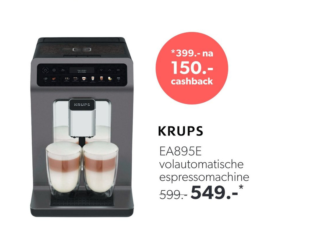 KRUPS EA895E volautomatische espressomachine aanbieding bij Wehkamp