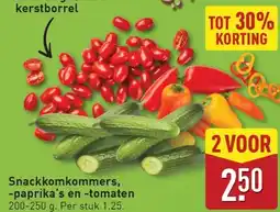 ALDI Snackkomkommers, paprika's en tomaten aanbieding
