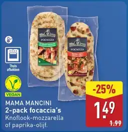 ALDI MAMA MANCINI 2-pack focaccia's aanbieding