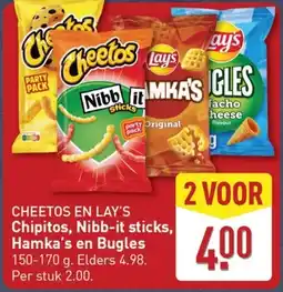 ALDI Cheetos en Lay's Chipitos, Nibb-it sticks, Hamka's en Bugles aanbieding