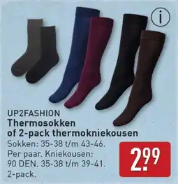ALDI Up2fashion Thermosokken of 2-pack thermokniekousen aanbieding