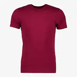 Scapino Unsigned heren T-shirt katoen ronde hals bordeauxrood aanbieding