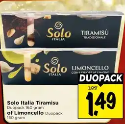 Vomar Voordeelmarkt Solo Italia Tiramisu , of Limoncello aanbieding