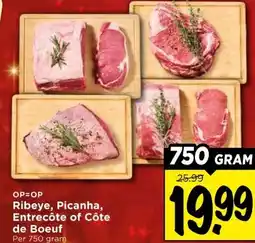 Vomar Voordeelmarkt Ribeye, Picanha, Entrecôte of Côte de Boeuf aanbieding