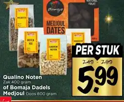 Vomar Voordeelmarkt Qualino Noten , of Bomaja Dadels Medjoul Doos aanbieding