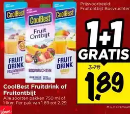 Vomar Voordeelmarkt CoolBest Fruitdrink of Fruitontbijt aanbieding