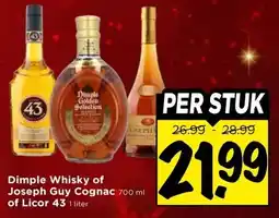 Vomar Voordeelmarkt Dimple Whisky of Joseph Guy Cognac , of Licor 43 aanbieding