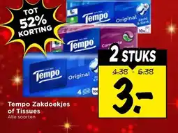 Vomar Voordeelmarkt Tempo Zakdoekjes of Tissues aanbieding