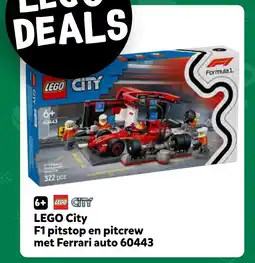 Intertoys LEGO City F1 pitstop en pitcrew met Ferrari auto 60443 aanbieding