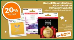 Trekpleister One4all BeautyCadeau, Kado + Kaart en RestaurantCadeau aanbieding