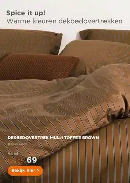 TotaalBED Dekbedovertrek Mulji Toffee Brown 140 x 200/220 cm aanbieding