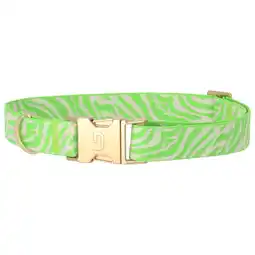 Pets Place Dogguo Zebra Collar - Hondenhalsband - Groen Beige Goud 42-68 Cm aanbieding