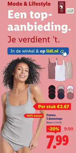 Lidl Esmara 3 damestops aanbieding
