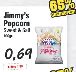 Budget Food Jimmy's Popcorn Sweet & Salt aanbieding