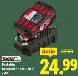 Lidl Parkside Acculader + accu 20 V 2 Ah aanbieding
