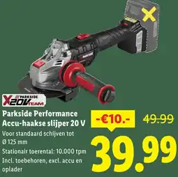 Lidl Parkside Performance Accu-haakse slijper 20 V aanbieding