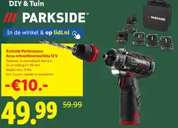Lidl Parkside Performance Accu-schroefboormachine 12 V aanbieding