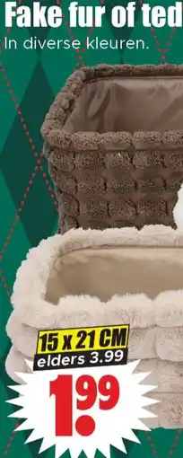Dirk Fake fur of teddy opbergmand aanbieding