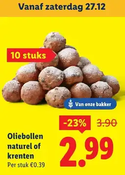 Lidl Oliebollen naturel of krenten aanbieding