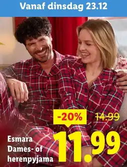 Lidl Esmara Dames of herenpyjama aanbieding