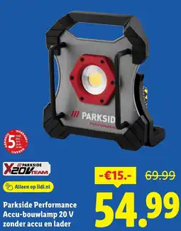 Lidl Parkside Performance Accu-bouwlamp 20 V zonder accu en lader aanbieding