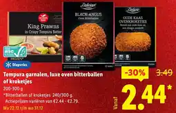 Lidl Tempura garnalen, luxe oven bitterballen of kroketjes aanbieding