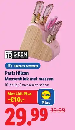 Lidl Paris Hilton Messenblok met messen aanbieding