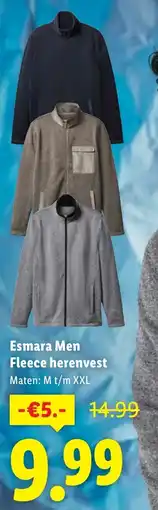 Lidl Esmara Men Fleece herenvest aanbieding
