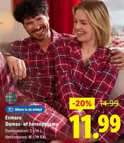Lidl Esmara Dames of herenpyjama aanbieding