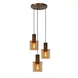 Praxis Lucide hanglamp Toledo amber ⌀50cm 3xE27 aanbieding